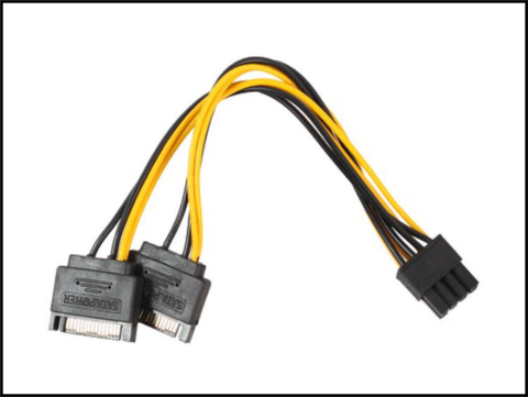 2xSATA till 8-pin (6+2) PCIe ström adapter kabel