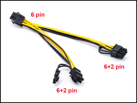 Y-kabel PCIe, 6-pin HONA till 2st 8-pin/6-pin (6+2) HANE