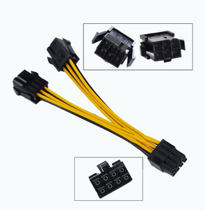 Två PCIe 6pin till en PCIe 8pin adapter kabel