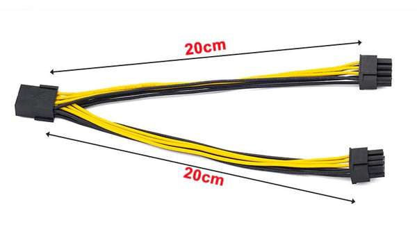 Y-kabel PCIe, 6-pin HONA till 2st 8-pin/6-pin (6+2) HANE
